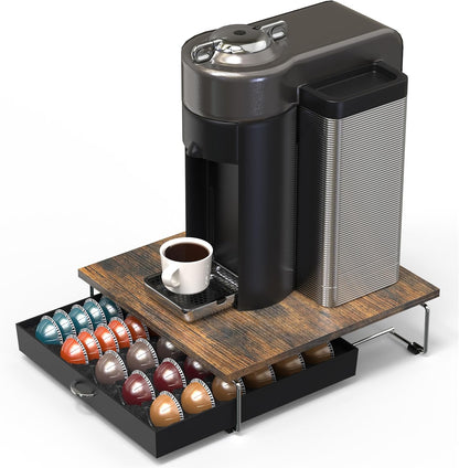 DecoBrothers Crystal Tempered Glass Vertuo Pod Holder Drawer, 24 Large or 48 Small Nespresso Capsule Organizer