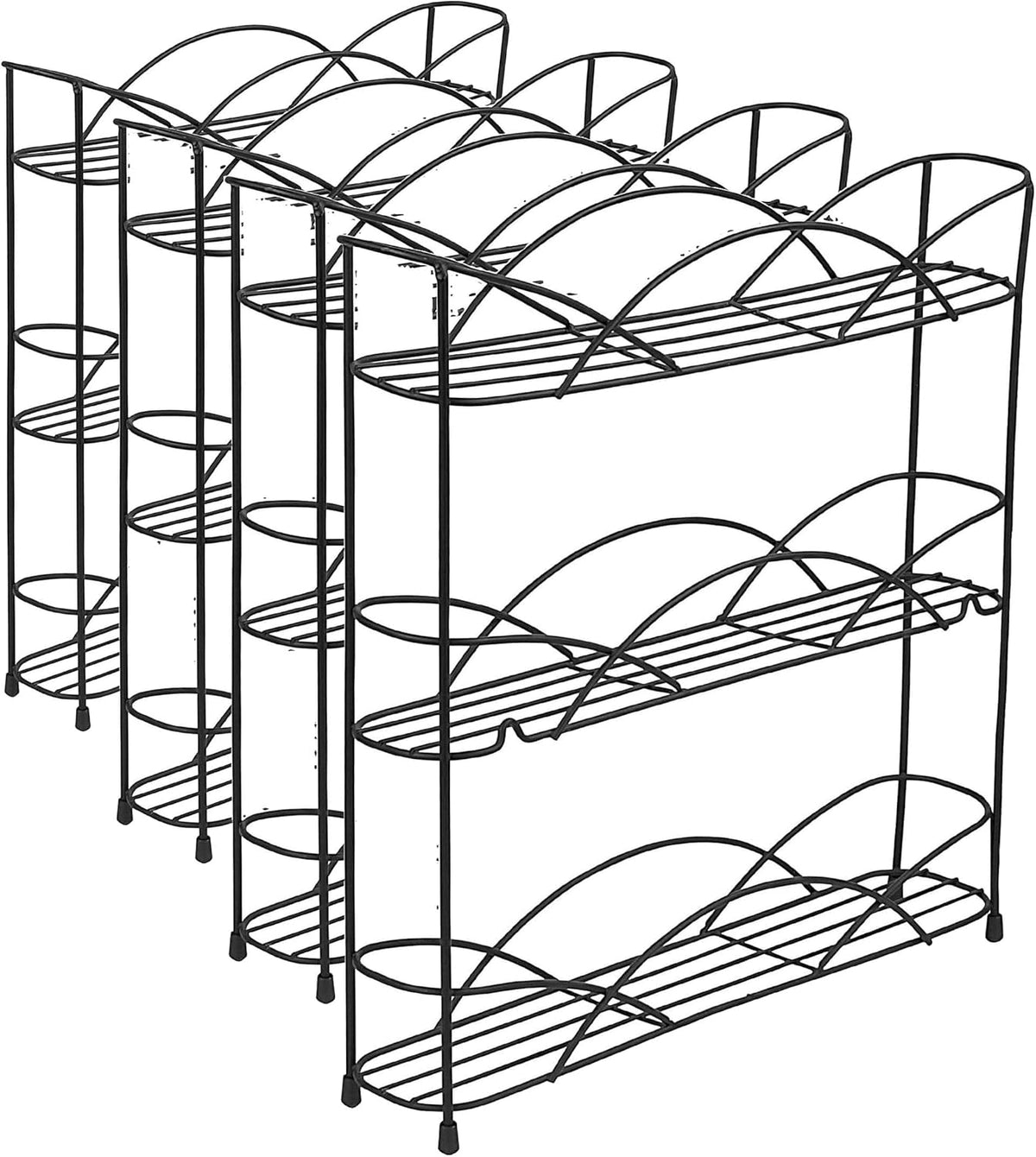 Spectrum 3 Tier Spice Rack Organizer Black Countertop Wire Shelf Spice Rack for Modern Kitchen Pantry Cabinet, Organize Spices with Three Tier Spice Shelf for Kitchen Storage with Wall Mount Option