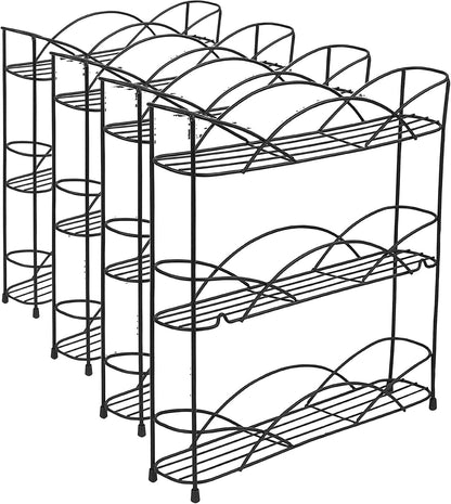Spectrum 3 Tier Spice Rack Organizer Black Countertop Wire Shelf Spice Rack for Modern Kitchen Pantry Cabinet, Organize Spices with Three Tier Spice Shelf for Kitchen Storage with Wall Mount Option