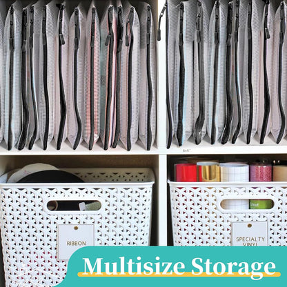 YOPCDJ 24pcs Mesh Zipper Pouch File Bags Puzzle Storage Bags, A3 17x12 Inches Large Reusable Zipper Pouches for Organizing Classroom Board Game Organization