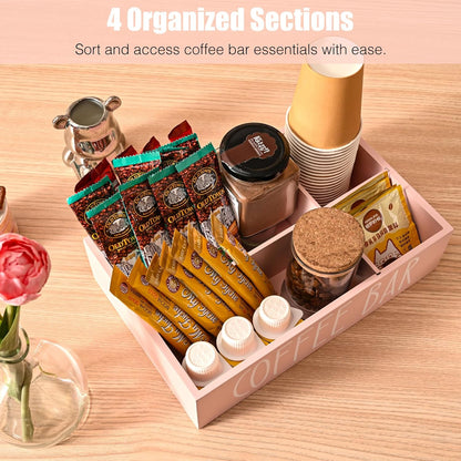 STORAGENIE Wooden Coffee Station Organizer – Removable Dividers, Storage for Coffee Pods, Tea Bags & Accessories, Oasis Blue (11.8" x 7.87" x 3.15")