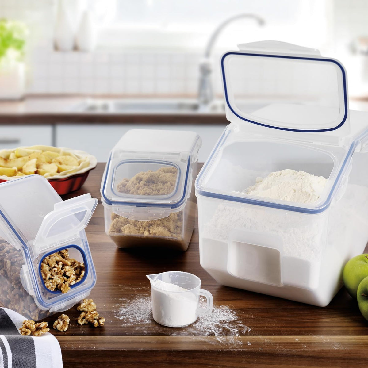 LOCK & LOCK Easy Essentials Food lids (flip-top) / Pantry Storage/Airtight containers, BPA Free, top-16.5 Cup-for Cereal, Clear