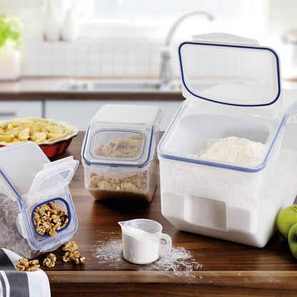 LOCK & LOCK Easy Essentials Food lids (flip-top) / Pantry Storage/Airtight containers, BPA Free, top-16.5 Cup-for Cereal, Clear