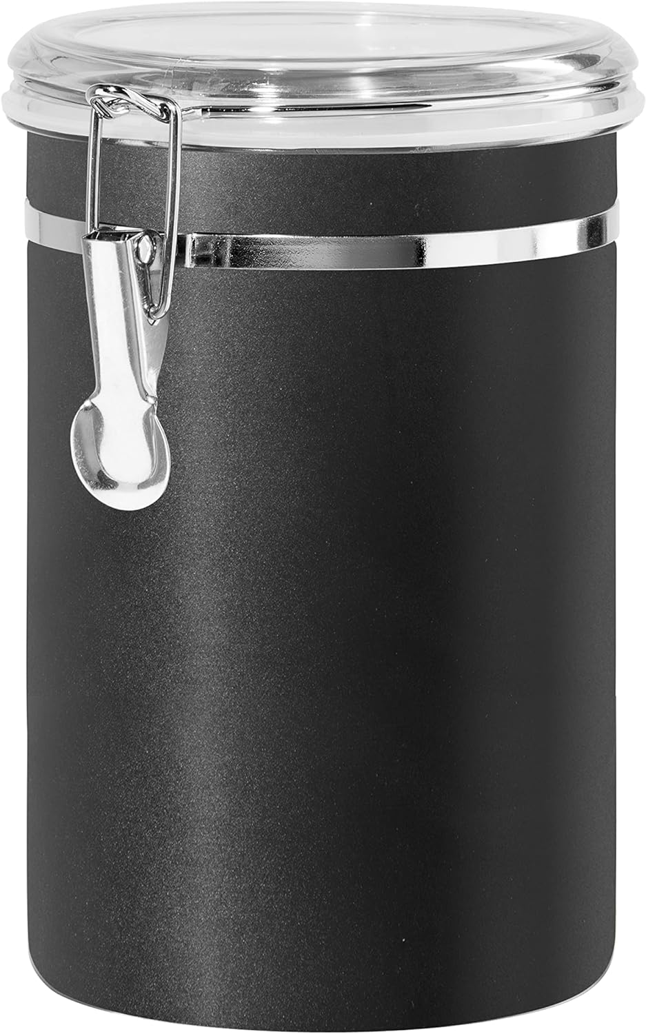 Oggi Stainless Steel Kitchen Canister 152 fl oz - Airtight Clamp Lid, Clear See-Thru Top - Ideal for Kitchen Storage, Food Storage, Pantry Storage. Jumbo Size 8" x 8".