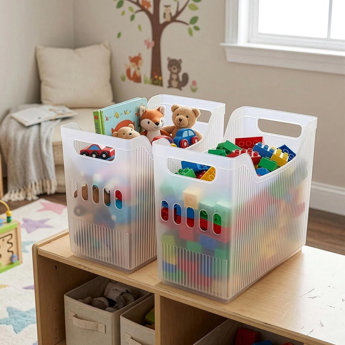 BINO | Plastic Storage Bins, Narrow - 2 Pack | THE CANYON COLLECTION | Clear Storage Bins for Organization | Clear Containers for Pantry | Fridge & Freezer Organizer Bin | Cabinet & Pantry Organizers