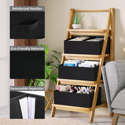 DIMJ Closet Storage Bins - Fabric Storage Baskets for Shelves, Collapsible Closet Organizers and Storage with Handles, Trapezoid Shelf Organization Storage Cubes for Purse, Toys, Books, Towel, Socks