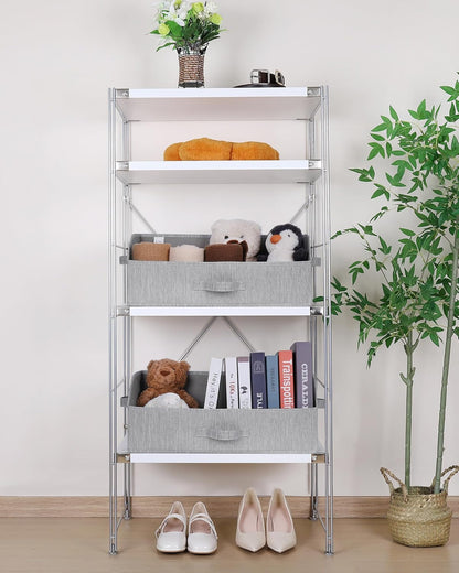 WUIKE Closet Organizers and Storage, Trapezoid Storage Bins, Fabric Closet Bins with Handles, Foldable Storage Baskets for Clothes, Purse, Blanket, Herringbone Gray, Extra Large