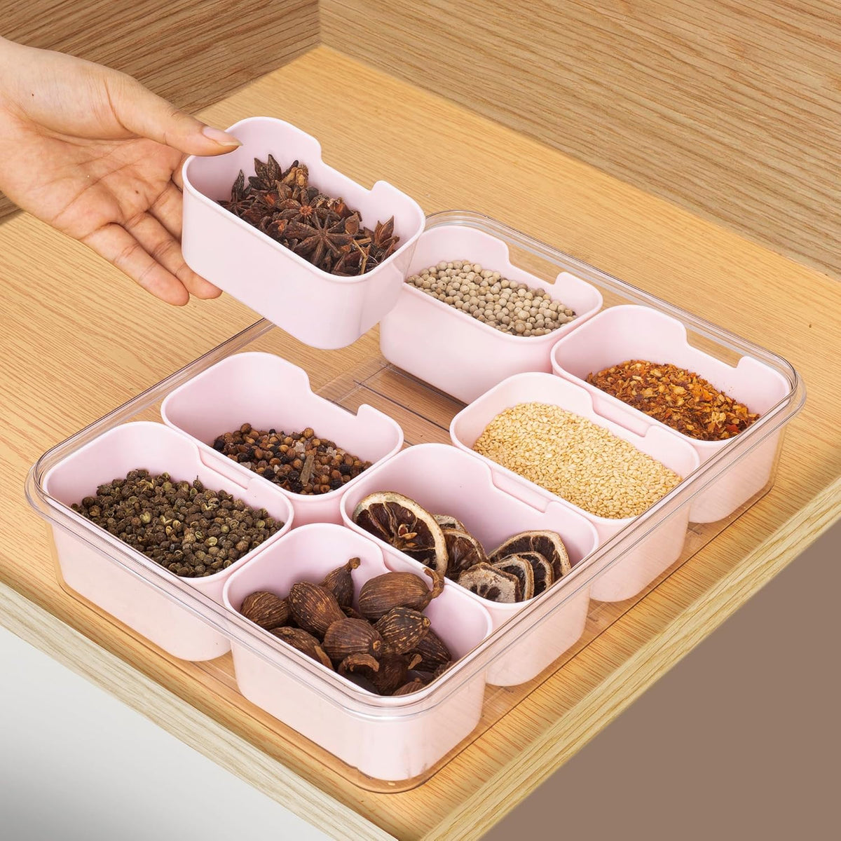 WACOI Divided Snack Serving Tray with Lid and Handle travel Snackle Box Charcuterie Container Portable Storage Organizer for Candy, Fruits, Nuts, Snacks 1Pack White