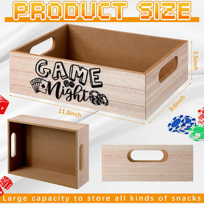 Movie Night Supplies Snack Trays with Handles Reusable Wooden Movie Gift Basket for Theater Popcorn Bucket Bowl Box Container Family Room Decor(Classic Style)