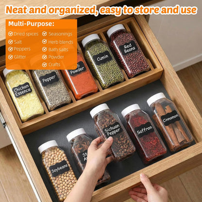 Mifoci 28 Pack 16 oz Plastic Spice Jars with Cap Square Plastic Bottle Containers with Shaker Lids and Stickers Large Seasoning Shaker Empty Powder Storage Container for Storing Salt Herbs (Black)