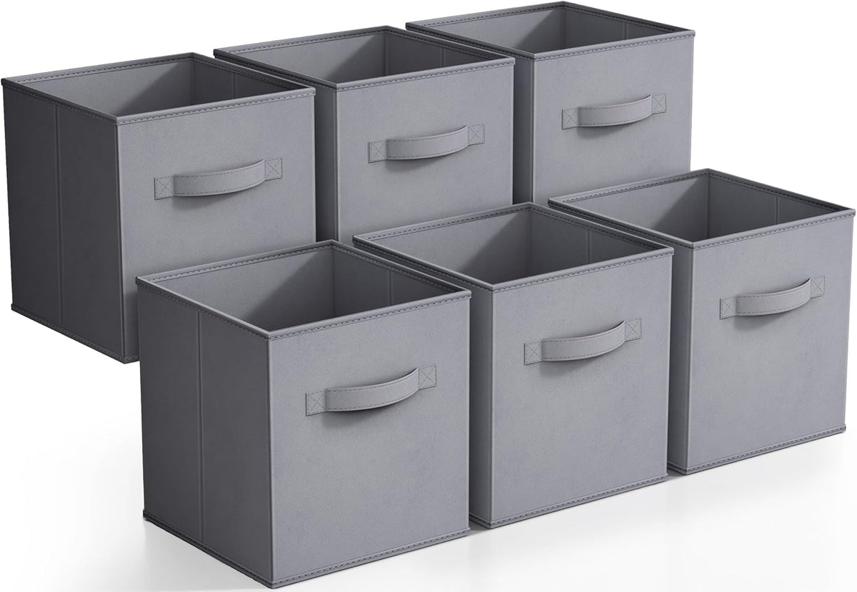Sorbus Foldable Storage Cubes - 6 Fabric Baskets for Organizing Pantry, Closet, Shelf, Nursery, Playroom, Toy Box, Cubby -11 Inch Dual Handle Collapsible Closet Organizers and Storage Bins (Navy Blue)