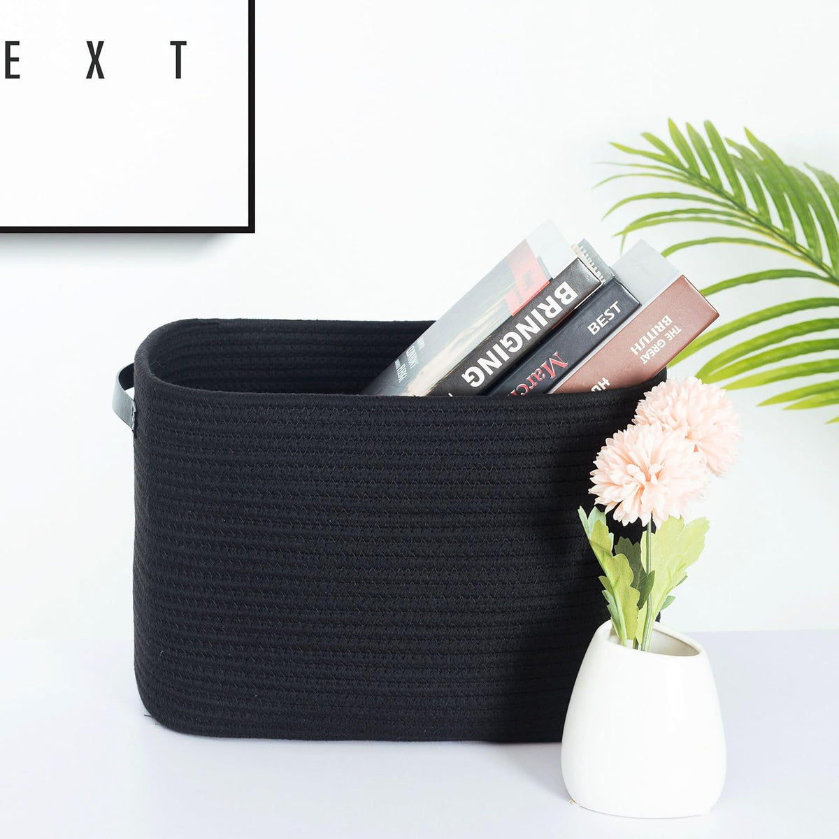 MINTWOOD Design 3-Pack Decorative Woven Storage Baskets for Shelves, Cube Bin Box for Organizing Books, Shoes, Dog Toys, Pantry Closet and Living Room Organizer, Oatmeal Brown