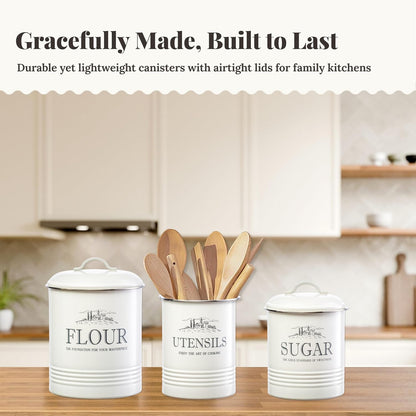 noonberry Potato and Onion Storage Bin Set – 3-Piece Ventilated Potato Storage Bin, Onion Storage Container and Garlic Container – Cream-White Magnolia Finish