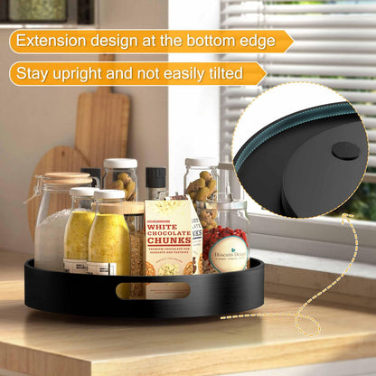 Lazy Susan Organizer Homerays 12 Inch Non-Skid Bamboo Lazy Susan for Kitchen Rotating Spice Rack with Handles, Wood Turntable for Kitchen Cabinet,Countertop (Bamboo, Medium)