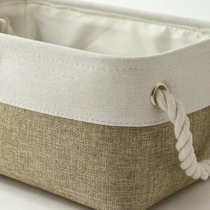 Fabric Storage Bins 12x8x5 inch [6-Pack] with Rope Handles - Decorative Baskets for Organizing