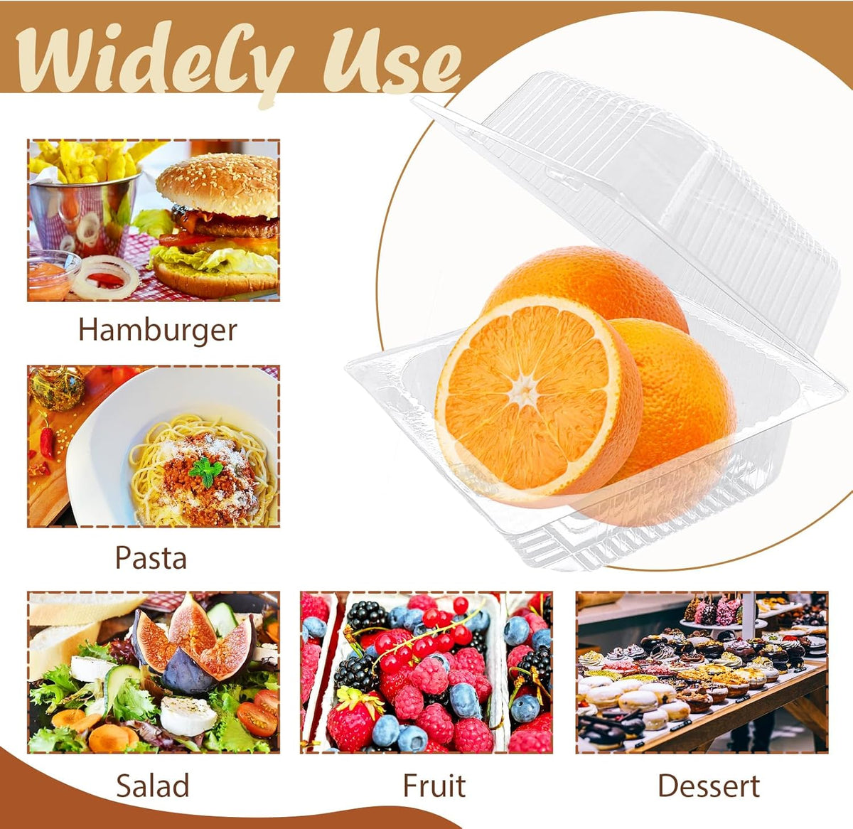 Jizvxe 100 Pack Clear Plastic Square Hinged Food Container,Disposable Plastic To Go Containers with Clear Lids,Cake Slice Containers Clamshell Takeout Tray for Pastry,Salad,Dessert(5.1"x 4.7"x 2.8")