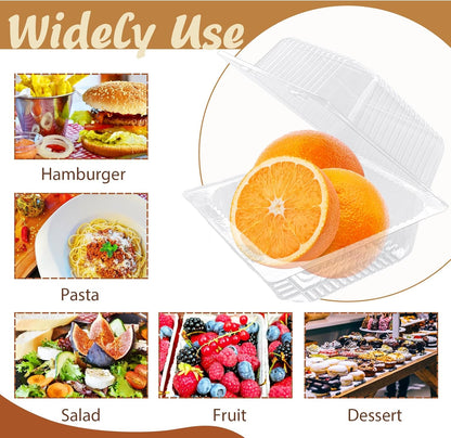 Jizvxe 100 Pack Clear Plastic Square Hinged Food Container,Disposable Plastic To Go Containers with Clear Lids,Cake Slice Containers Clamshell Takeout Tray for Pastry,Salad,Dessert(5.1"x 4.7"x 2.8")