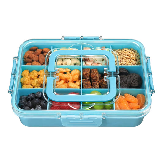 Xyptorix Snack Box Container for Kids - Adjustable 12-Compartment Snack Containers, Reusable Bento Box, Dishwasher Safe, BPA-Free, Perfect for School, Travel, Camping & Picnic, Ivory White