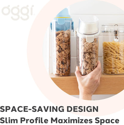 Oggi Easi Pour Airtight Food Storage Containers - Cereal Containers Storage, Rice Dispenser, Cereal Dispenser, Snack Storage Containers, Pasta Containers Storage, Containers with Lids - 60oz / 1.8lt