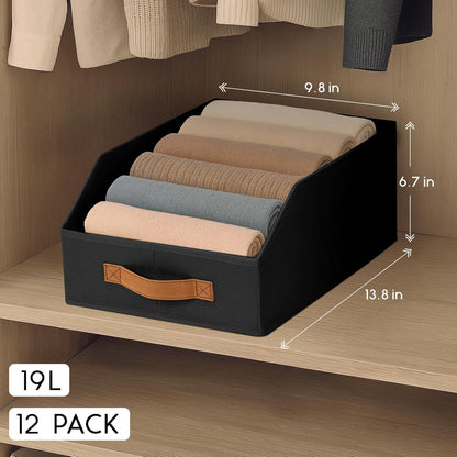 Homsorout Fabric Storage Bins for Organizing - Large Trapezoid Collapsible Storage Bins with Front Handle, Closet Organizers and Storage for Bedroom, Home Shelves, Small Spaces, Beige