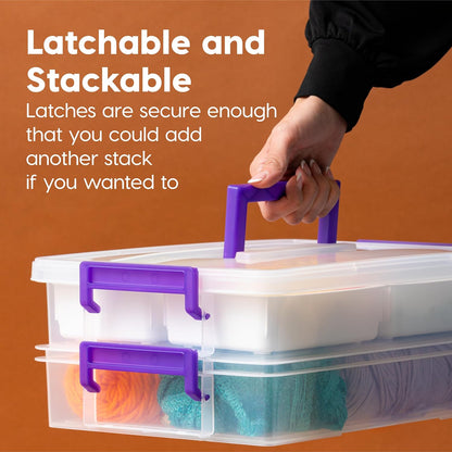 IRIS USA 6 Qt. Plastic Craft Storage Container Bins with Lids, Small Art & Office Supply Organizer Tote, Sensory Bins & Boxes for Home & University, Stackable, Secure Latch Buckles, Clear