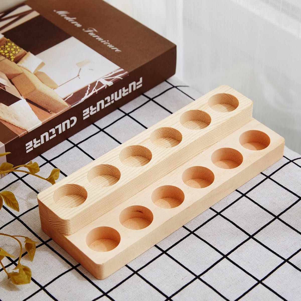 2 Pack Solid Wood Essential Oil Organizer 4 Layer Essential Oils Racks Tabletop Storage Rack Display Stand Holder for 5-20ml Bottles