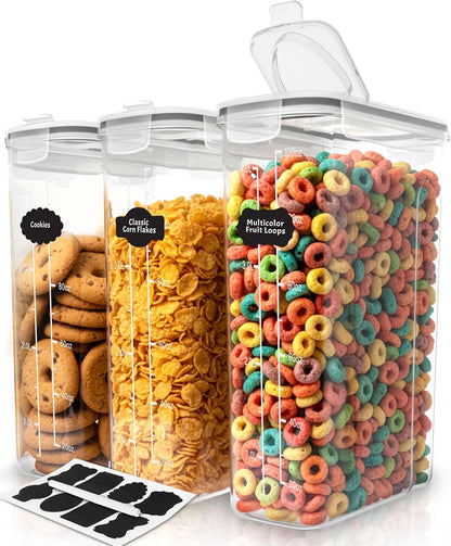 Utopia Kitchen Cereal Containers Storage Set – 4 Pack 4L(135.2 oz) Airtight Food Storage Containers with Lids, BPA-Free Cereal Dispensers for Pantry Organization and Storage (Clear)