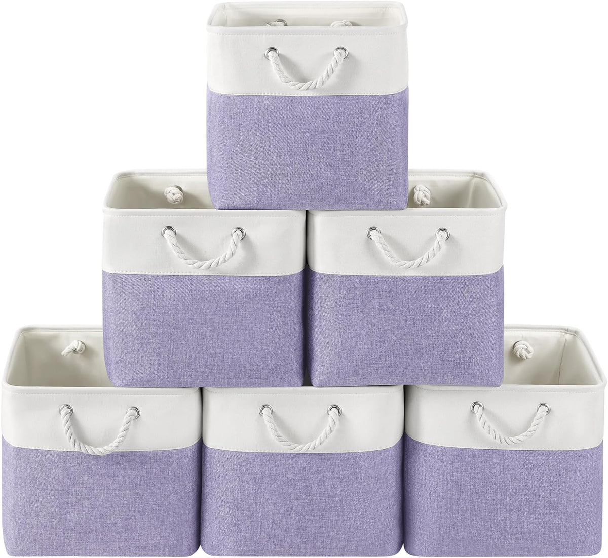 Large Storage Baskets- 15.7x11.8x8.26 inch Storage Bins for Shelves and Closet Organizing, Foldable Fabric Bin for Home Organization Clothes and Laundry (3-Pack, White&Khaki)