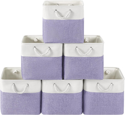 Large Storage Baskets- 15.7x11.8x8.26 inch Storage Bins for Shelves and Closet Organizing, Foldable Fabric Bin for Home Organization Clothes and Laundry (3-Pack, White&Khaki)
