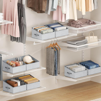 DIMJ Closet Storage Bins - Fabric Storage Baskets for Shelves, Collapsible Closet Organizers and Storage with Handles, Trapezoid Shelf Organization Storage Cubes for Purse, Toys, Books, Towel, Socks
