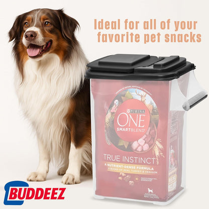 Buddeez Airtight Pet Food Storage Container - 50 QT/50 LB Capacity Dog Food Storage Container - Cat Food Container, Bird Seed Storage Container, Rolling Storage Bin, Air Tight with Handle & Scoop