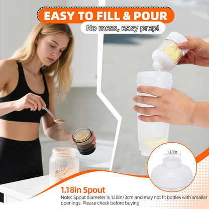 2 Pack Protein Powder Container to Go with Keychain & Keyring, Large Capacity, Clear, Leakproof, Ideal for workouts, fitness, or travel