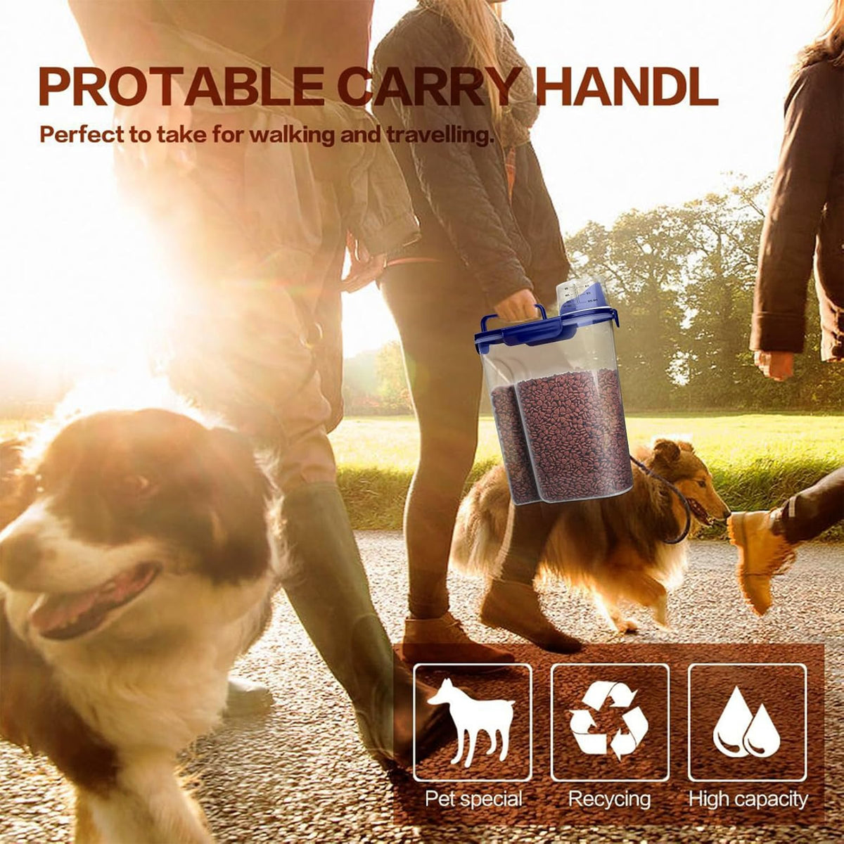 TIOVERY Upgraded Dog Food Storage Container Small, Cat Food Container Airtight, Pet Food Container Dispenser with Pour Spout, Measuring Cup and 4 Seal Buckles for Dogs, Cats, Birds (Grey)