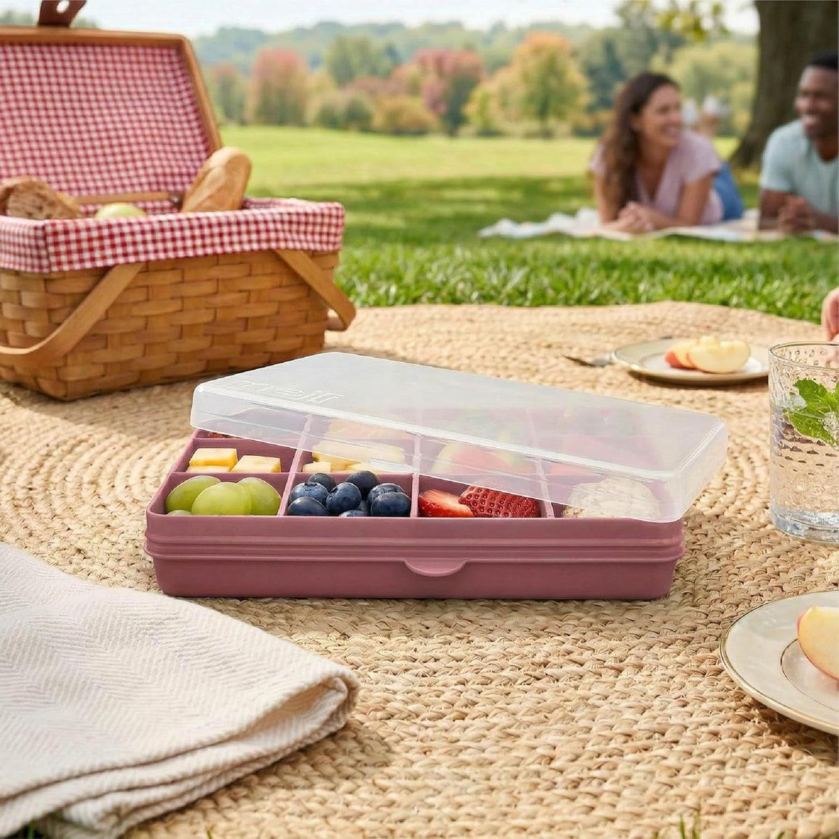 melii Snackle Box |12-Compartment Snack Container with Removable Dividers, BPA-Free Food Storage for Travel, School & On-the-Go Snacks, Kids & Family Organizer (Grey)