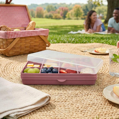 melii Snackle Box |12-Compartment Snack Container with Removable Dividers, BPA-Free Food Storage for Travel, School & On-the-Go Snacks, Kids & Family Organizer (Grey)
