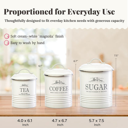 noonberry Potato and Onion Storage Bin Set – 3-Piece Ventilated Potato Storage Bin, Onion Storage Container and Garlic Container – Cream-White Magnolia Finish