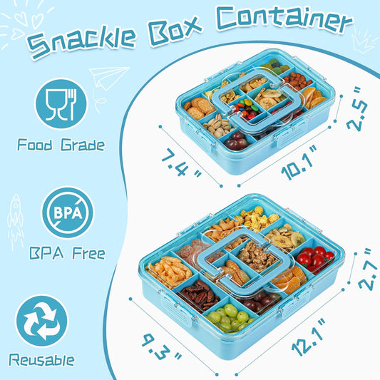 Xyptorix Snack Box Container for Kids - Adjustable 12-Compartment Snack Containers, Reusable Bento Box, Dishwasher Safe, BPA-Free, Perfect for School, Travel, Camping & Picnic, Ivory White