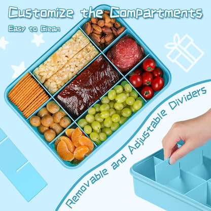 Xyptorix Snack Box Container for Kids - Adjustable 12-Compartment Snack Containers, Reusable Bento Box, Dishwasher Safe, BPA-Free, Perfect for School, Travel, Camping & Picnic, Ivory White