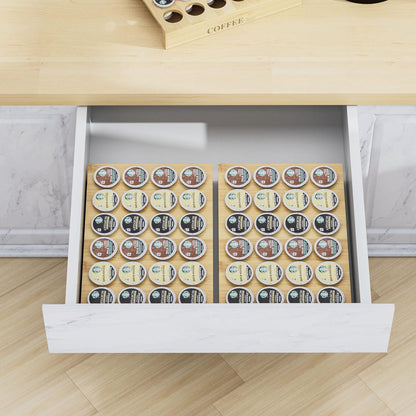 MinBoo BamBoo k cup holder Drawer or Countertop k cup Organizer Coffee Pod Holder Hold 35 Coffee Pod Storage Kcup coffee pods holder for coffee station Office and Kitchen k cup storage