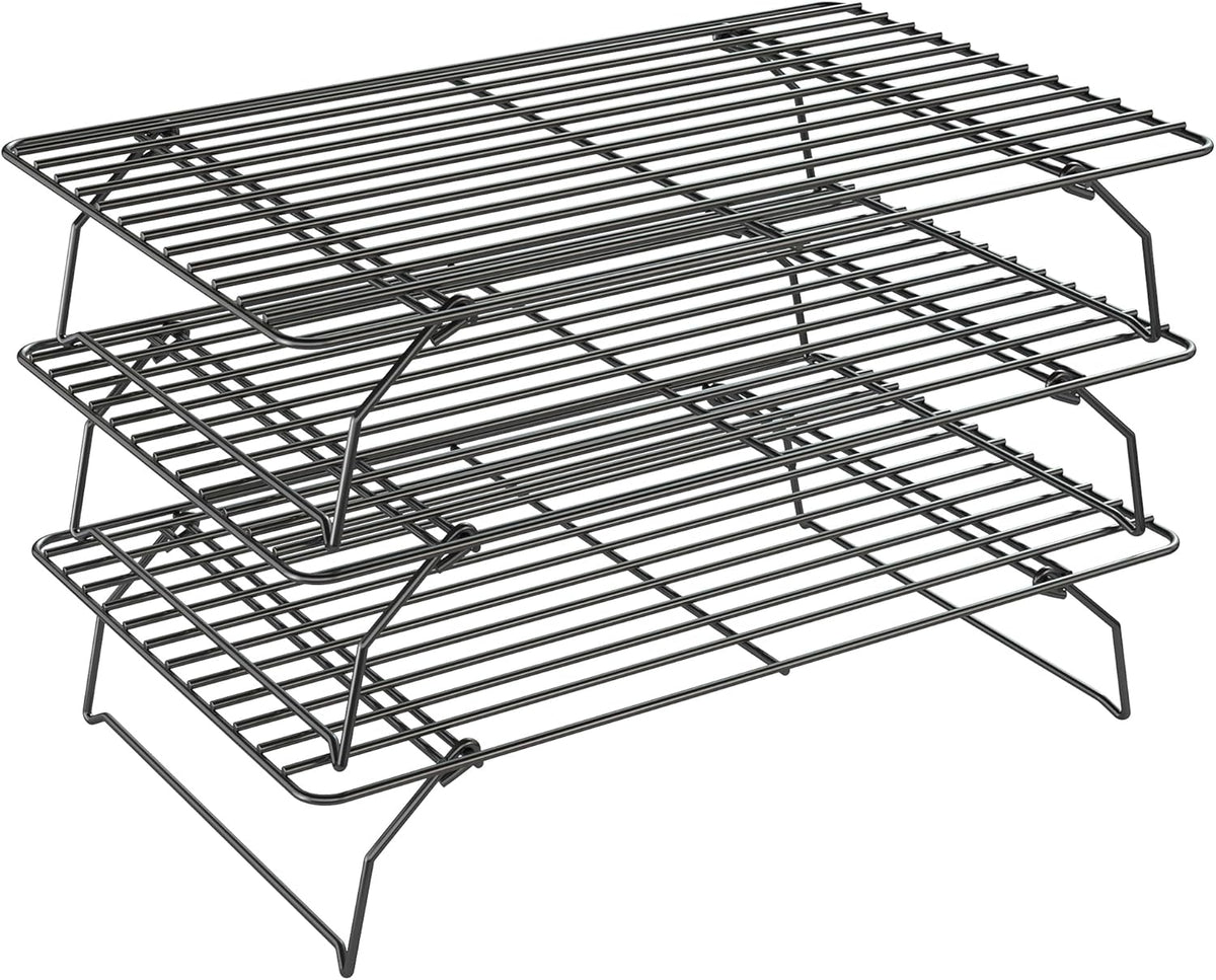 2PCS Cooling Racks for Cooking and Baking - 10" x 15"Heavy Duty Stainless Steel Wire Rack for Baking, Grilling, Roasting - Oven & Dishwasher Safe - Fits Jelly Roll Sheet Pan-Silver