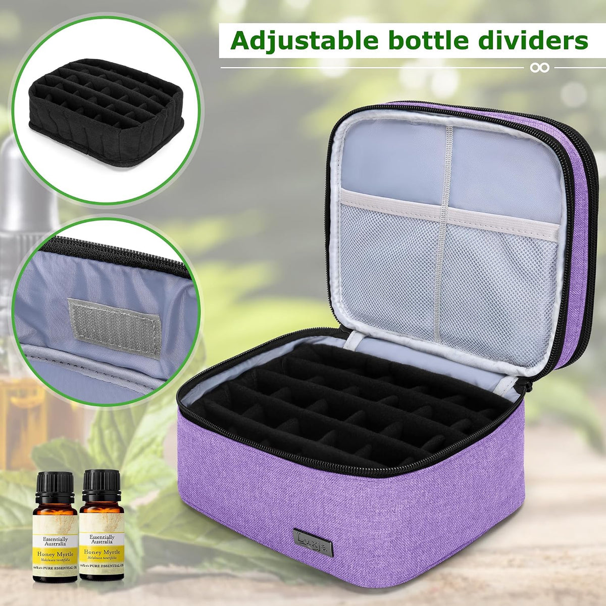 LUXJA Essential Oil Carrying Case - Holds 30 Bottles (5ml-30ml, Also Fits for Roller Bottles), Double-Layer Organizer for Essential Oil and Accessories, Black (Bag Only)