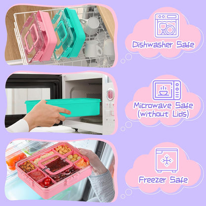 Xyptorix Snack Box Container for Kids - Adjustable 12-Compartment Snack Containers, Reusable Bento Box, Dishwasher Safe, BPA-Free, Perfect for School, Travel, Camping & Picnic, Ivory White