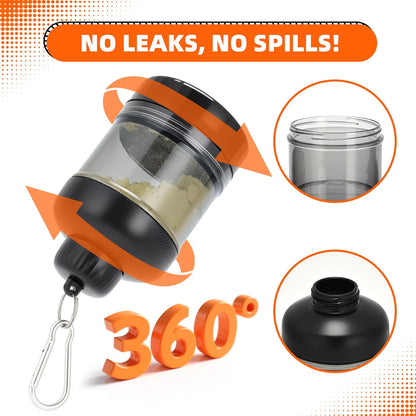 2 Pack Protein Powder Container to Go with Keychain & Keyring, Large Capacity, Clear, Leakproof, Ideal for workouts, fitness, or travel