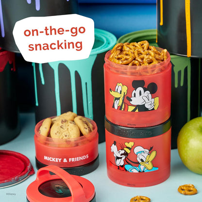 Whiskware Bluey Stackable Snack Containers for Babies, Toddlers, and Kids, 3 Stackable Snack Cups for School and Travel, Cupholder Friendly, Bluey and Bingo! Let’s Do This!