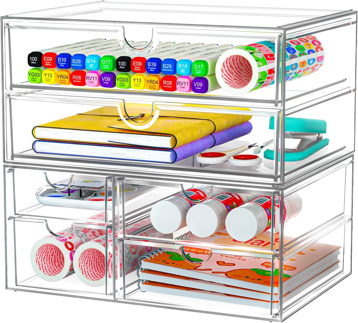 Acrylic Makeup Organizer with 13 Drawers, Bathroom Counter Organizer, Acrylic Organizers, Desk Organizer, Office Supplies, Storage Drawers for Cosmetic, Pencil, Coffee, etc 3 Pack