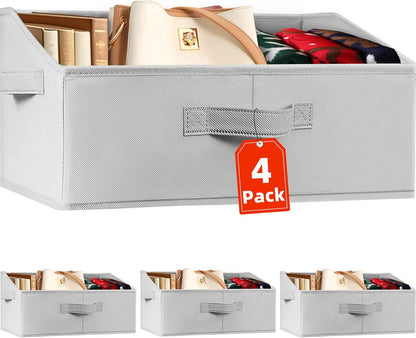 Criusia Closet Organizers Bins - Large Collapsible Shelf Organizer with Handles - Fabric Trapezoid Home Organization and Storage Baskets for Organizing Clothes Toy Blanket Towel Purse Hats