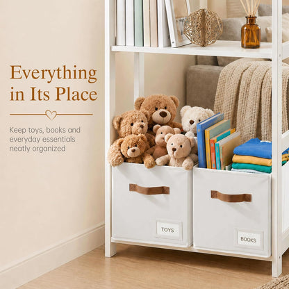 Storage Cubes, 11 Inch Fabric Storage Cubes Organizer Bins with Labels, Odor-Free & Sturdy PP Structure, Cubby Baskets for Closet, Shelves, Toys & Nursery (Beige)
