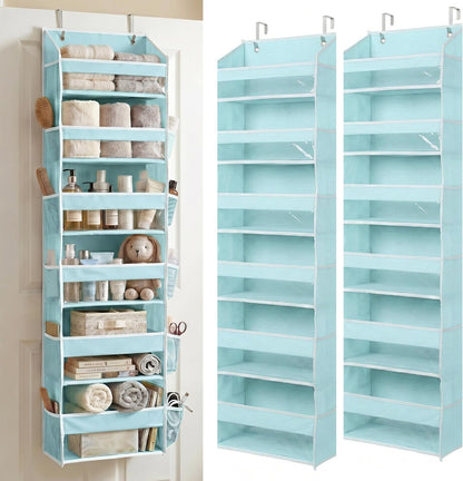 HOMELUX THEORY UPGRADED 6 Tiers Over The Door Organizer Hanging - 100D EXTRA THICK & 50lbs HUGE CAPACITY, 12 Side Mesh Pockets Over The Door Shoe Organizer, Hanging Closet Organizer (Ivory, 1pc)