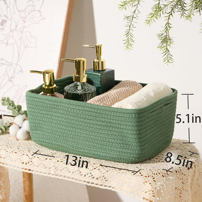 MiniArk Small Storage Baskets for Organizing | Closet Organizer Bins | Shelf Toy Basket | Woven Rope Baskets | Cube Decorative Box | Shallow Basket | L11.5xW7.5xH4.7| Brown