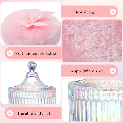 Tioncy 3 Pcs Large Body Powder Puff and Container Valentine's Day gift Powder Container with Puff Crystal Case Soft Washable Reusable Velour Face Body Glitter Wet Dry Makeup (Classic,Clear)